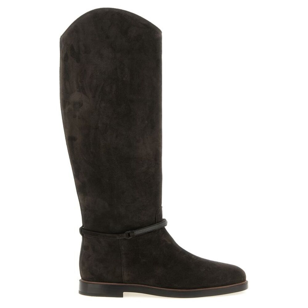Brunello Cucinelli Black Calfskin Over The Women's Knee